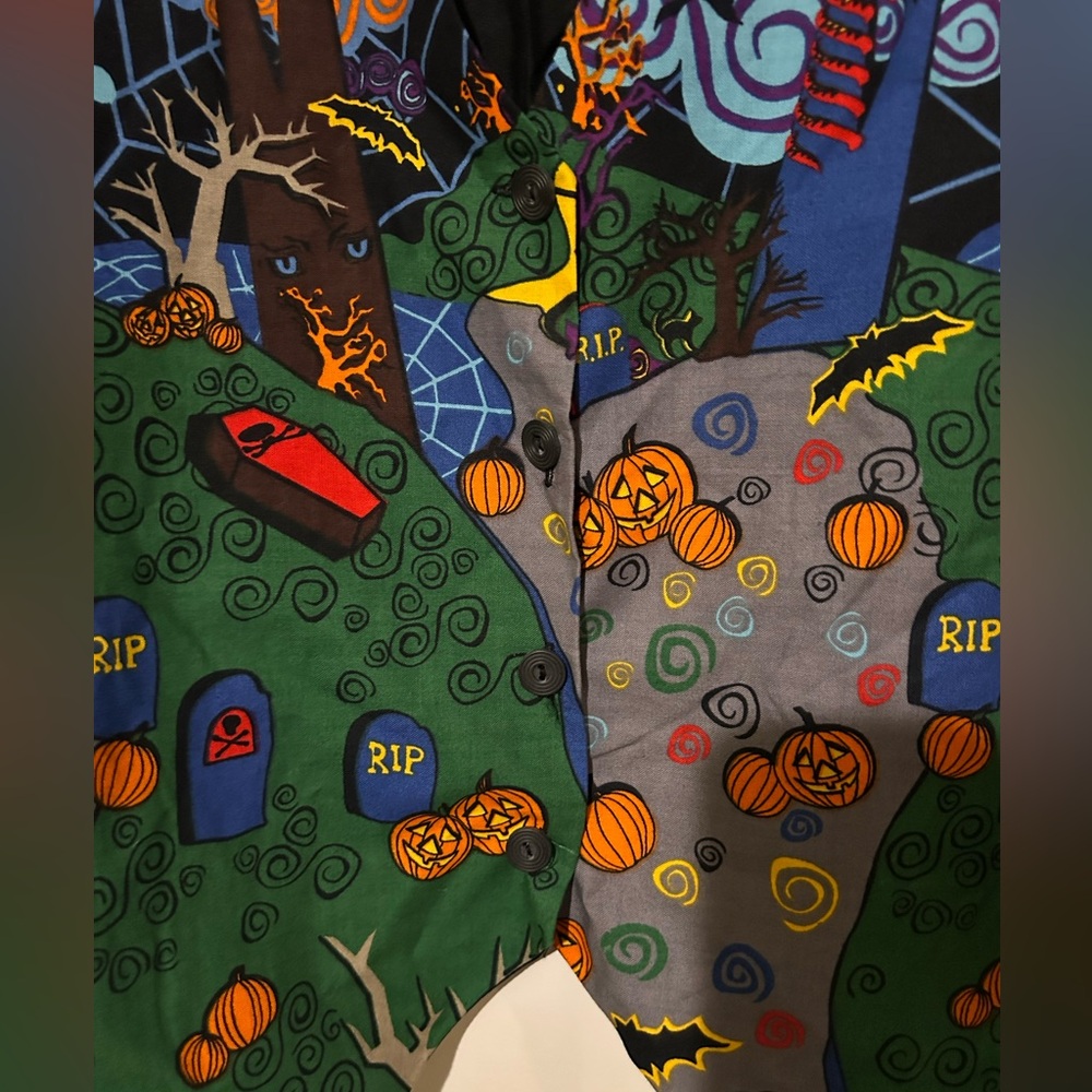 Vintage Basic Editions Plus 90’s Halloween Vest Pumpkin Novelty Button Front 2X - Picture 5 of 7